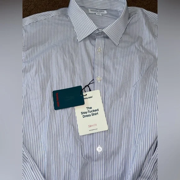 Tommy John nwt stay tucked slim dress shirt size 16.5 neck 32/33 sleeve - Picture 2 of 4